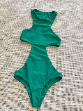 Mikoh Osaka Emerald Green One-Piece Cutout Swimsuit. Size Small